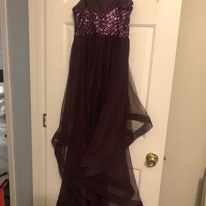 Beautiful semi formal or formal dress . High low size 3 .grape color. Brand new